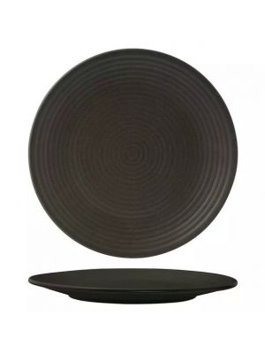 Zuma Charcoal Round Coupe Ribbed Plate-310mm  Box of  3