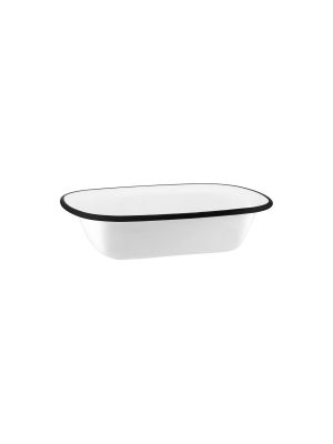 JAB Vintage White / Black Rim Rectangular Server 200x145x45mm