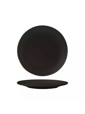 Zuma Charcoal Round Coupe Ribbed Plate-210mm  Box of  6