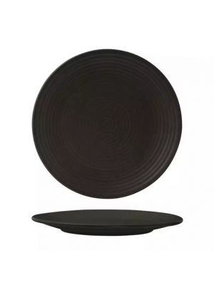 Zuma Charcoal Round Coupe Ribbed Plate-265mm  Box of  6